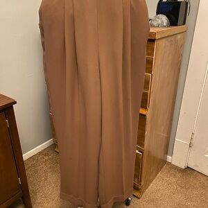 Vintage 1980s 1990s Paul Harris Design Brown Pleated Wide Leg Trousers 10